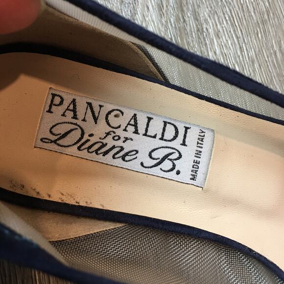 Pancaldi for Diane B. Navy Suede & Mesh Pointed Toe Flats Size 39 1/2 - Picture 3 of 10